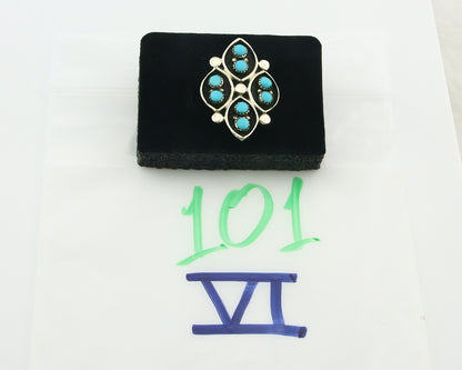 Vintage Zuni Ring 925 Sterling Authentic Natural Turquoise Native Artist Sz 5.25