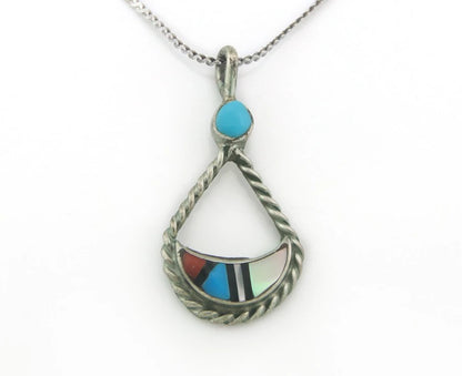 Navajo Necklace Sterling Silver Natural Blue Turquoise Vintage