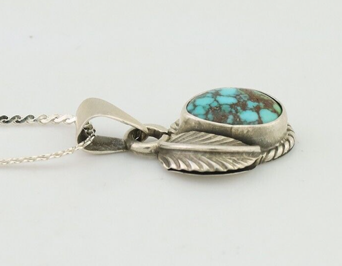 Navajo Necklace 925 Silver Natural Blue Turquoise Artist SunRise C.80's