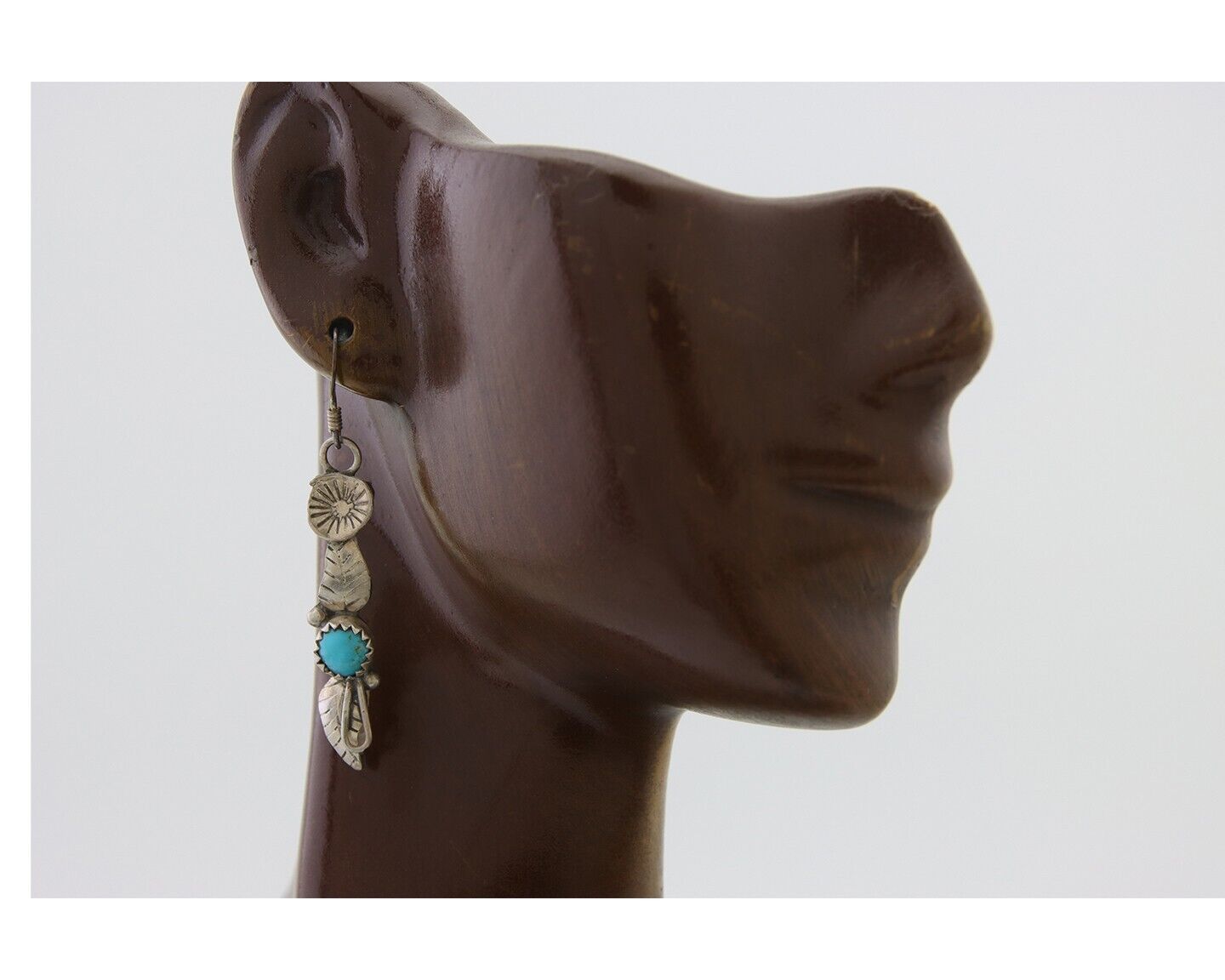 Navajo Dangle Earrings 925 Silver Natural Turquoise Native Artist C.80's