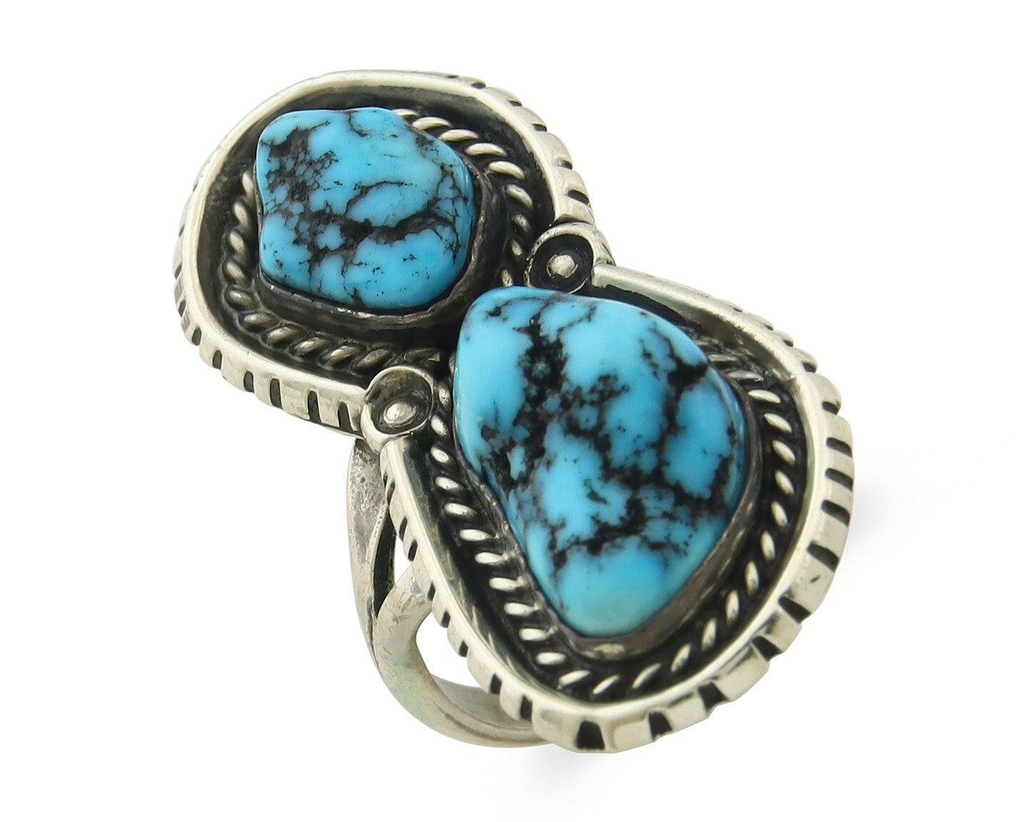 Vintage Navajo Ring 925 Sterling Silver Turquoise Signed Tom Willeto Size 6.5