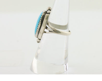 Navajo Ring 925 Silver Kingman Turquoise Artist Signed SC Size 6.0 C.80's