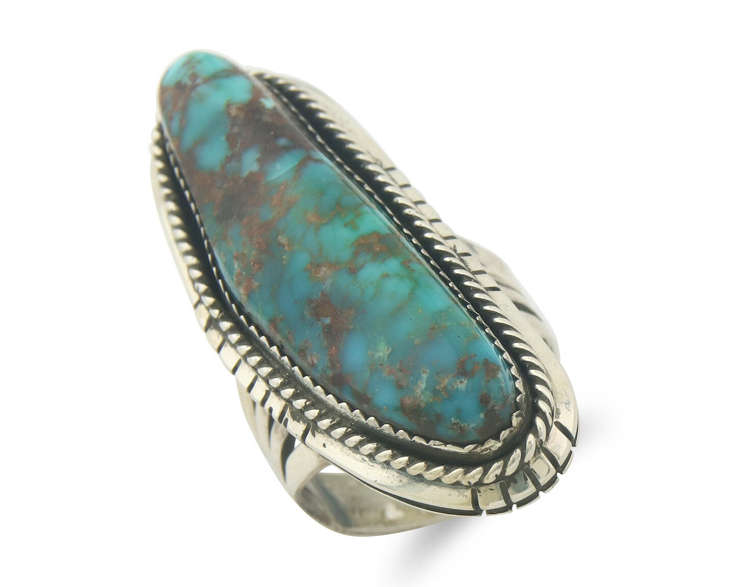 Vintage Navajo Ring 925 Sterling Authentic Turquoise Artist Signed TS Size 8.0