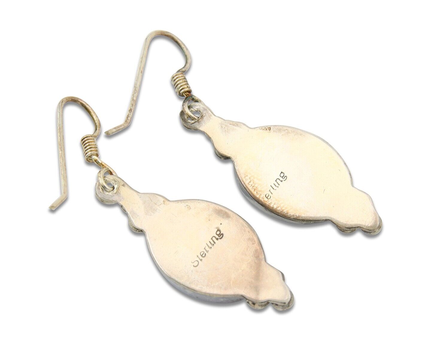 Navajo Earrings 925 Silver Natural Lapis Native American Artist C.80's