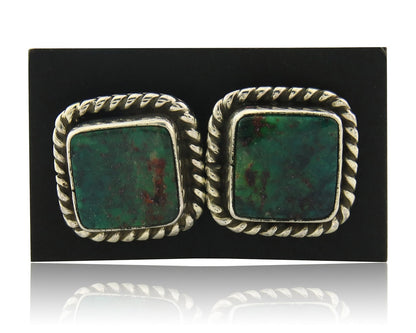 Navajo Cufflinks 925 Silver Native American Artist Natural Turquoise C.80's