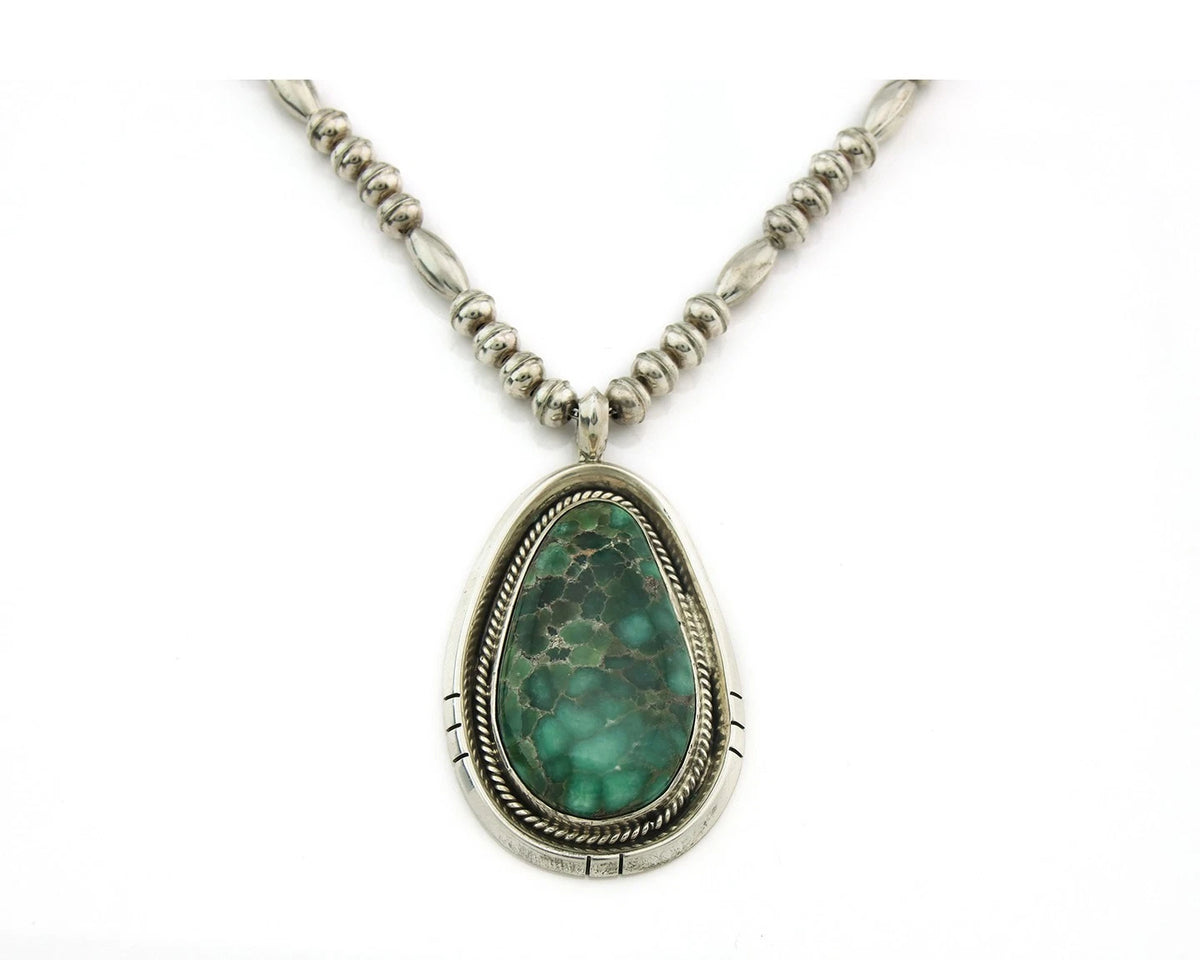 Navajo Necklace 925 Sterling Silver Turquoise Vintage Signed Fred Guerro C.80's