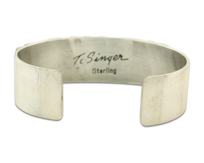 Navajo Bracelet Gold & 925 Silver Handmade 16mm Wide Artist Signed Thomas Singer
