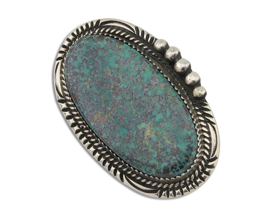 Navajo Pin Pendant 925 Silver Blue Diamond Turquoise Artist Signed S C.80's