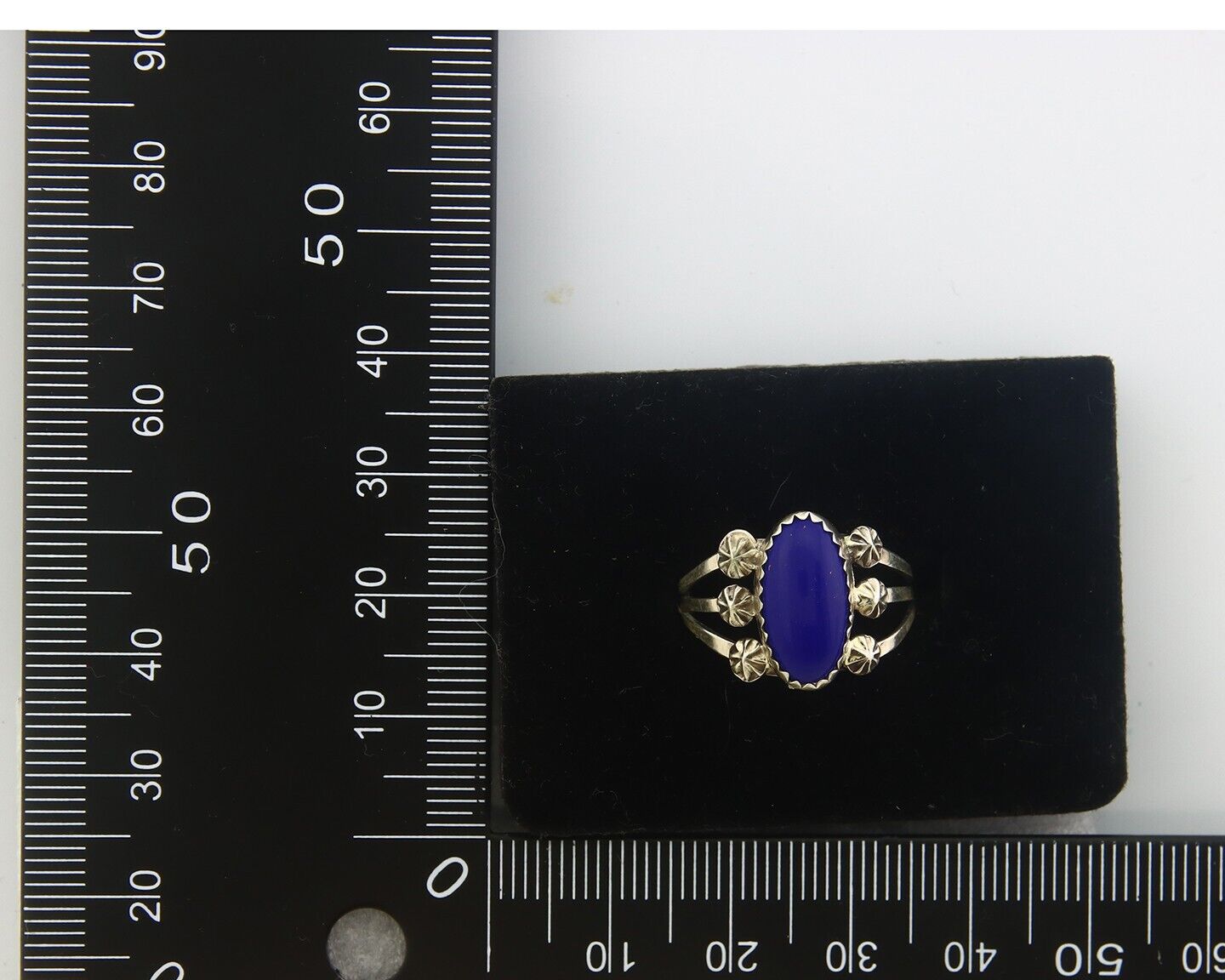 Navajo Ring 925 Sterling Natural Lapis Handmade Native Artist C.80's
