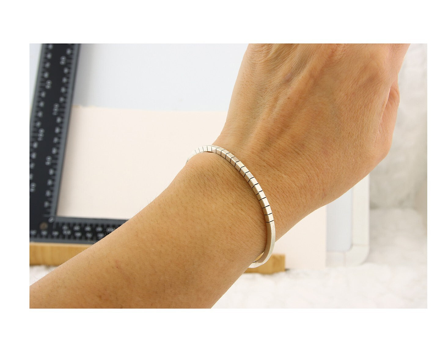 Navajo Bracelet 925 Silver Hand Stamped Signed M.C. ISASIB C.80's