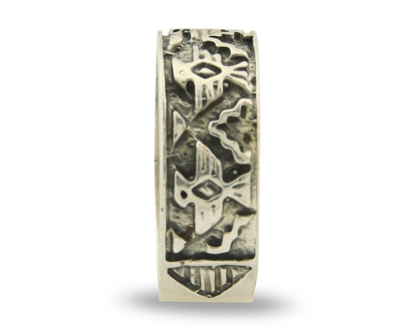 Navajo Band Ring Sterling Silver Vintage Authentic Signed BSM Size 8.0