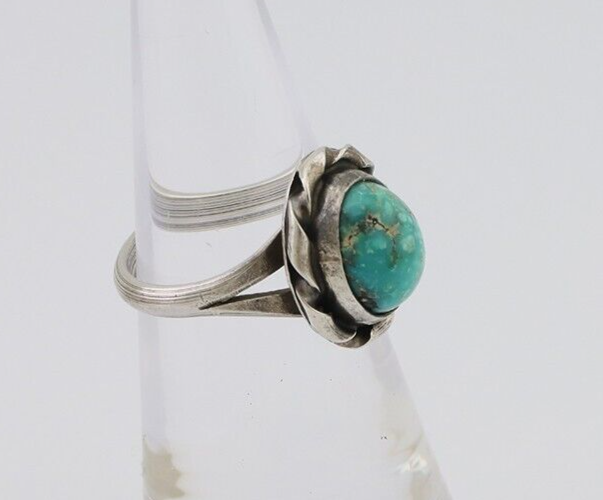 Navajo Ring 925 Silver Kingman Turquoise Native American Artist C.80's