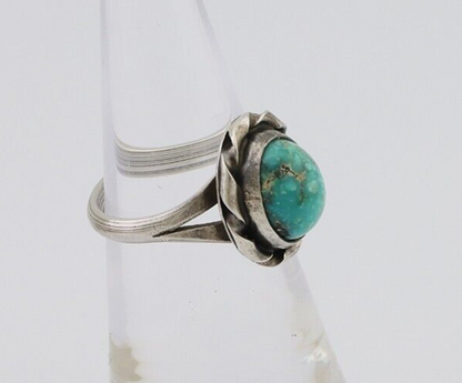 Navajo Ring 925 Silver Kingman Turquoise Native American Artist C.80's