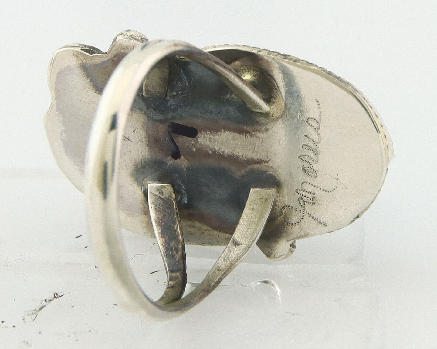 Navajo Ring Sterling Silver Authentic Turquoise Signed Justin Morris Size 7.25