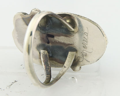 Navajo Ring Sterling Silver Authentic Turquoise Signed Justin Morris Size 7.25