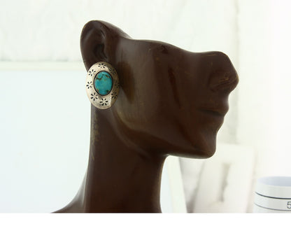 Navajo Earrings Sterling Silver Turquoise Vintage Dangle Handmade