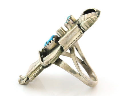 Navajo Kachina Ring Sterling Silver Blue Turquoise Vintage Artist Signed Sz 7.25