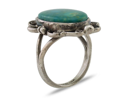 Navajo Handmade Ring 925 Silver Kingman Turquoise Size 4.25 C.80's