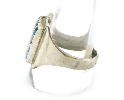 Men Navajo Ring Sterling Silver Vintage Gemstones Signed HM & JB Size 12.75