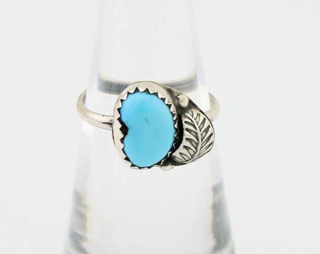 Navajo Ring 925 Silver Sleeping Beauty Turquoise Native American Artist C.80's