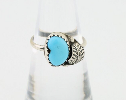 Navajo Ring 925 Silver Sleeping Beauty Turquoise Native American Artist C.80's