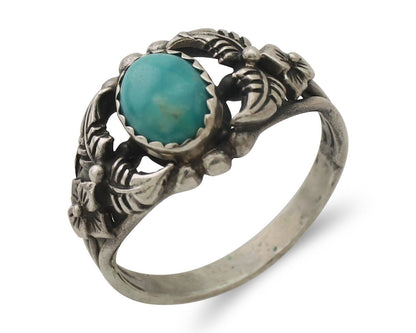 Navajo Ring 925 Silver Natural Turquoise Native American Artist C.80's