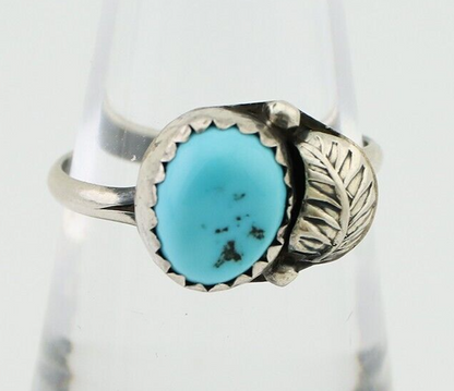 Navajo Ring 925 Silver Sleeping Beauty Turquoise Native American Artist C.80's