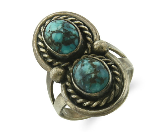 Vintage Navajo Ring 925 Sterling Silver Turquoise Handmade Size 6.5
