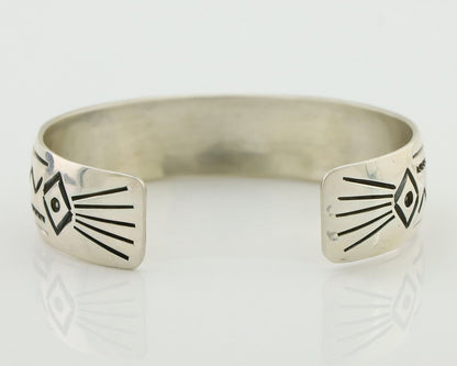 Navajo Inlay Bracelet 925 Silver Turquoise & Coral Signed Stanely Bain C.80's