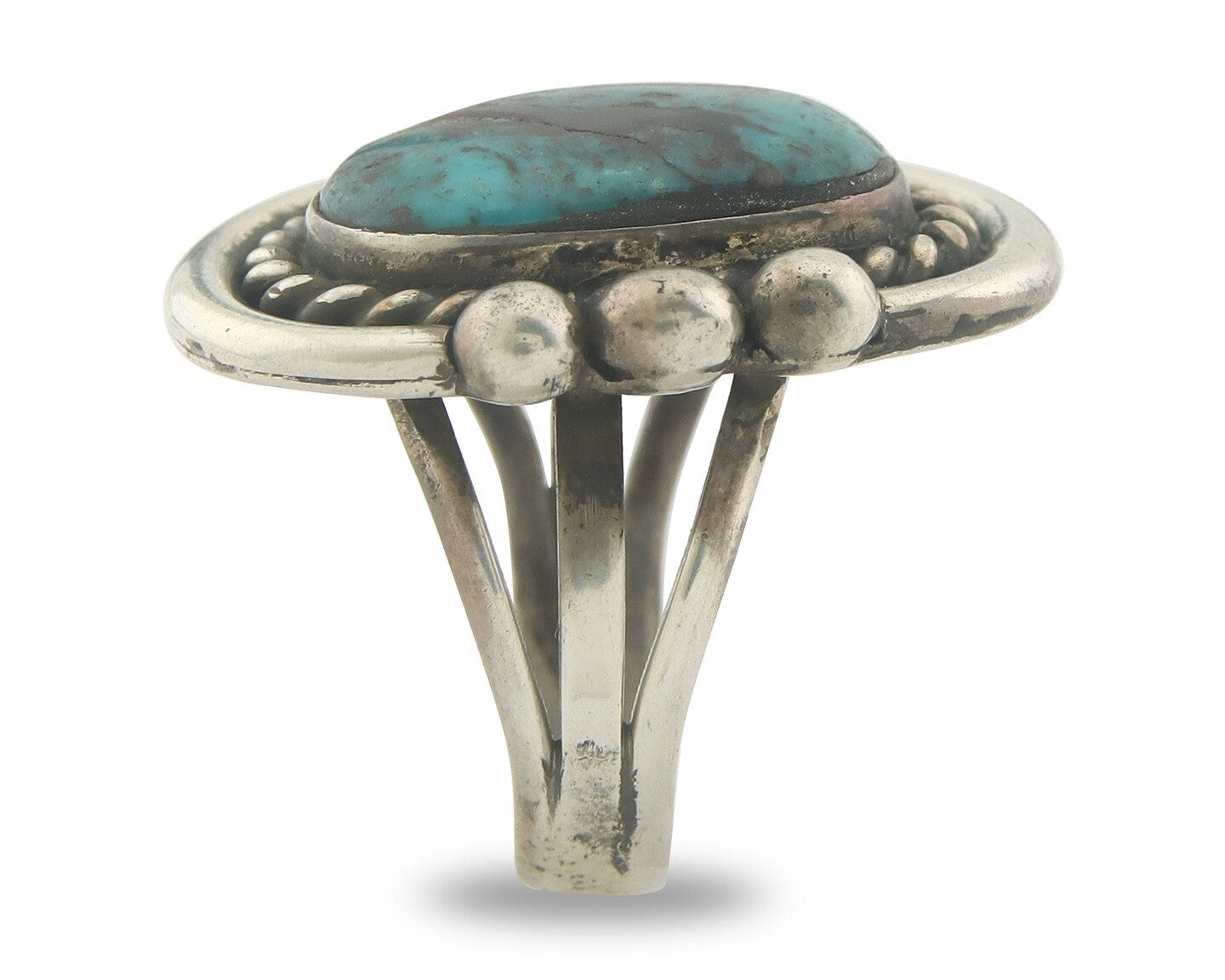 Vintage Ring 925 Sterling Authentic Turquoise Artist Signed Yazzie Size 7.25