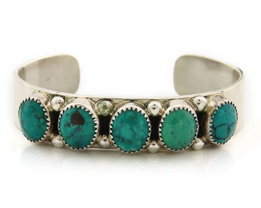 Navajo Cuff Bracelet Sterling Silver Turquoise Vintage Native Art Signed C Jones