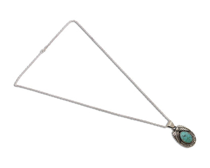 Navajo Natural Turquoise Necklace 925 Silver Artist Signed SunRise C.80's