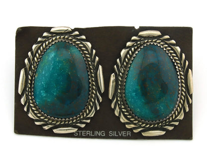 Navajo Dangle Earrings Sterling Silver Gem Grade Turquoise Vintage Handmade