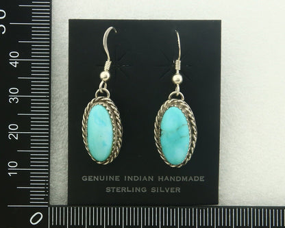 Navajo Earrings 925 Silver Natural Turquoise Artist Signed Davina Benally C.80's
