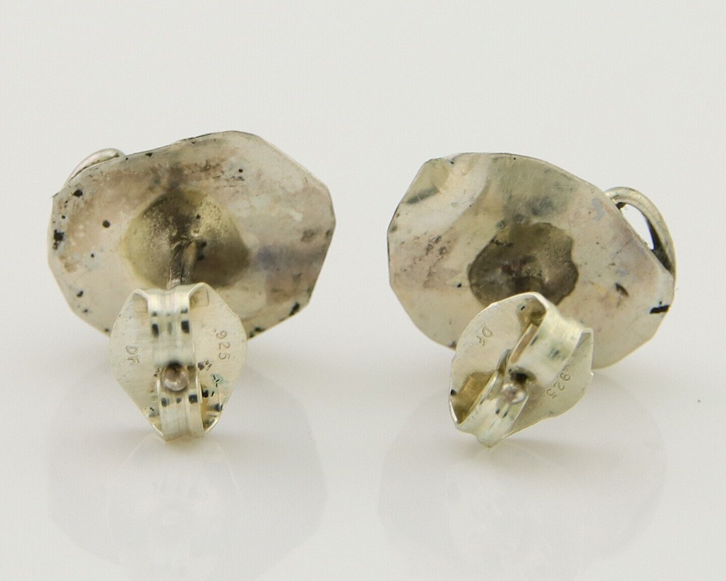 Navajo Earrings 925 Silver Natural Red Coral Native American Artist C.80's