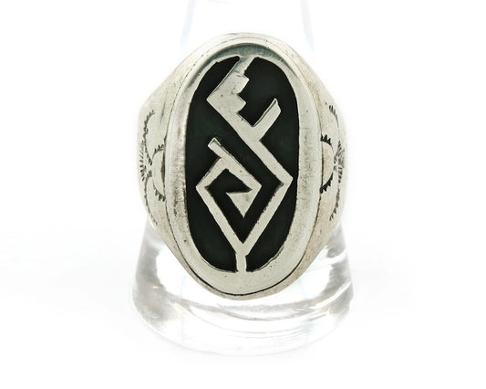 Men Navajo Ring Sterling Silver Hand Stamped Handmade Vintage Size 11
