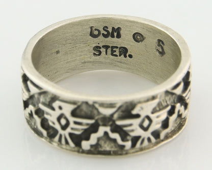 Navajo Band Ring Sterling Silver Vintage Authentic Signed BSM Size 5.0