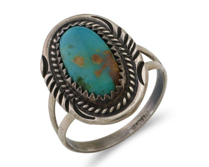 Navajo Handmade Ring 925 Silver Kingman Turquoise Size 7.5 C.80's