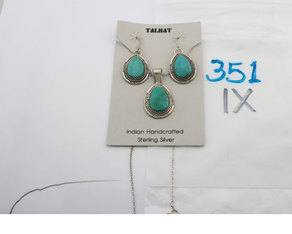 Navajo Necklace Earrings Set Sterling Silver Turquoise Vintage Signed Begay