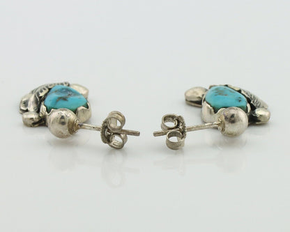 Zuni Dangle Handmade Earrings 925 Silver Blue Turquoise Native Artist C.80's