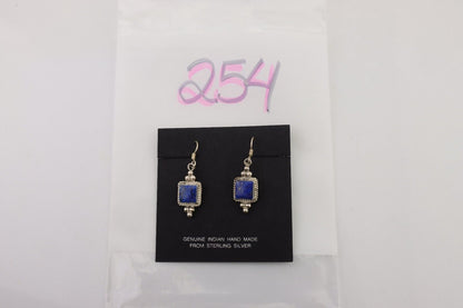 Navajo Earrings 925 Silver Natural Mined Lapis Native American Artist C.80's