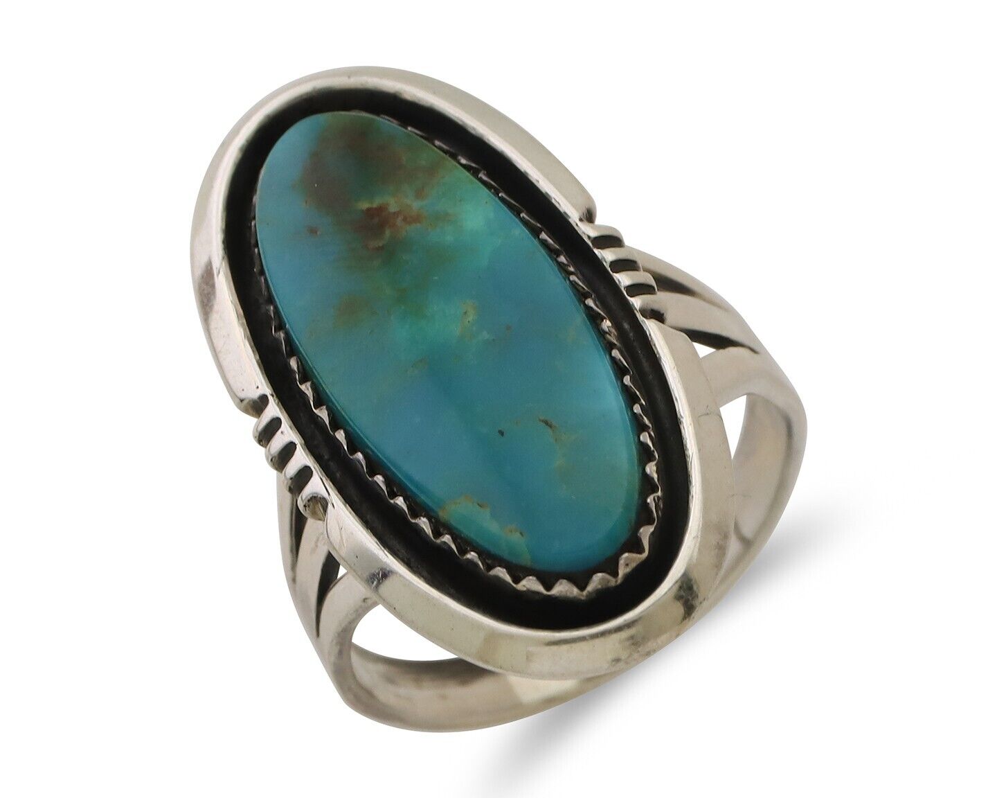 Navajo Ring 925 Silver Natural Blue Turquoise Native American Artist C.80's