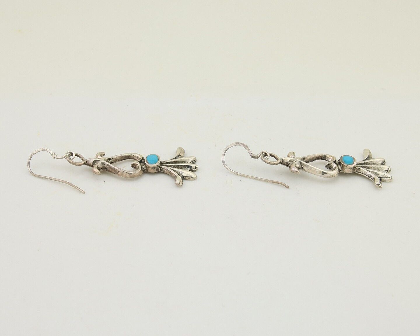Navajo Dangle Earrings 925 Silver Blue Turquoise Native American Artist C.80's