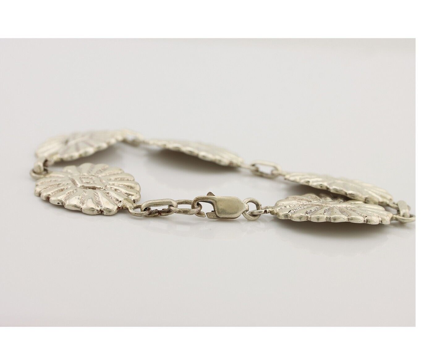 Navajo Sandcast Bracelet 925 Silver Artist Signed CM Handmade C.80's