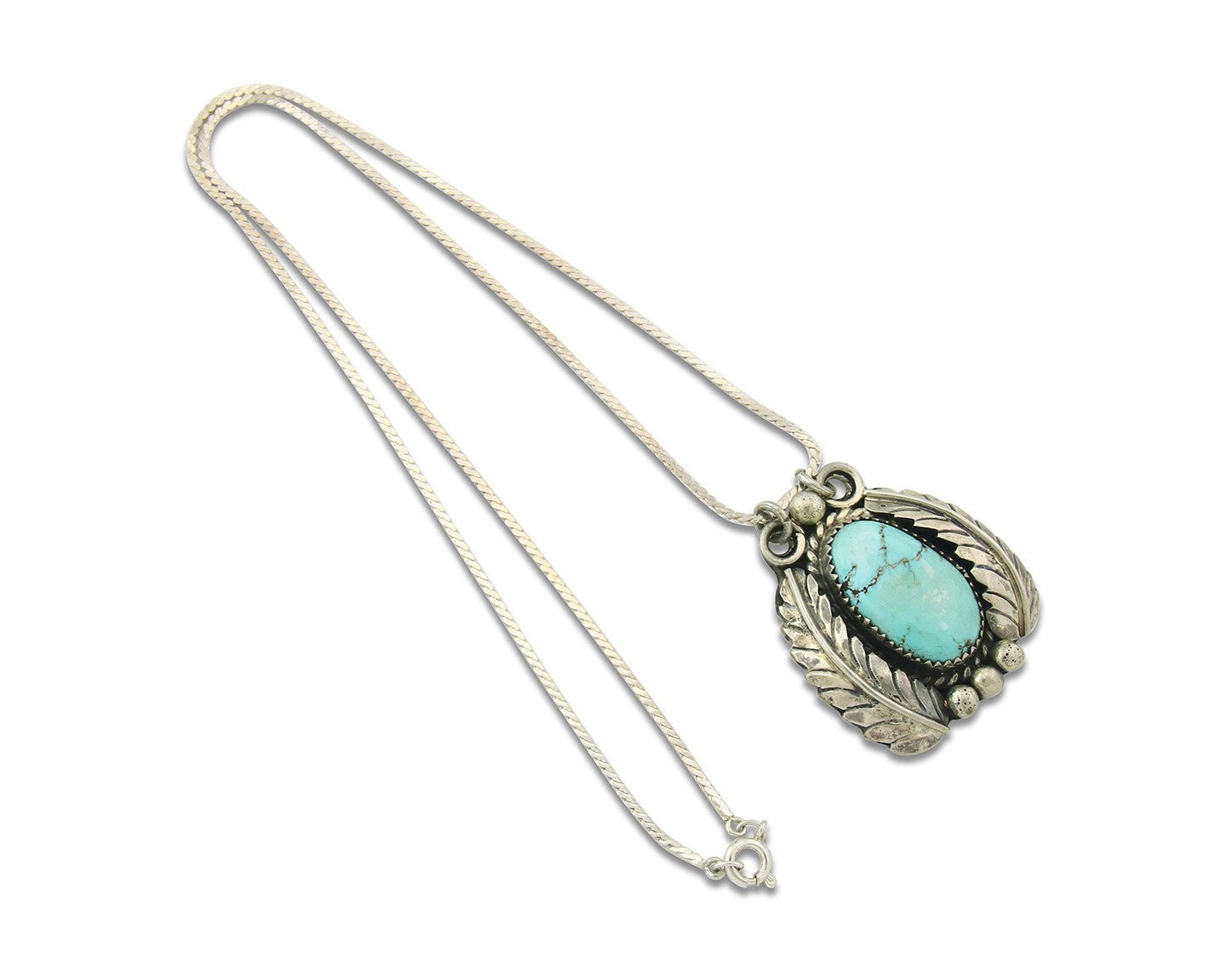 Navajo Sterling Silver Necklace Turquoise Authentic Vintage Signed