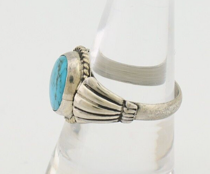 Navajo Ring 925 Silver Natural Turquoise Native American Artist C.80's Size 8.0