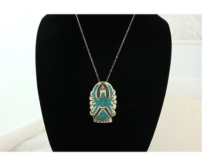 Navajo Necklace Sterling Silver Turquoise Vintage Signed RP