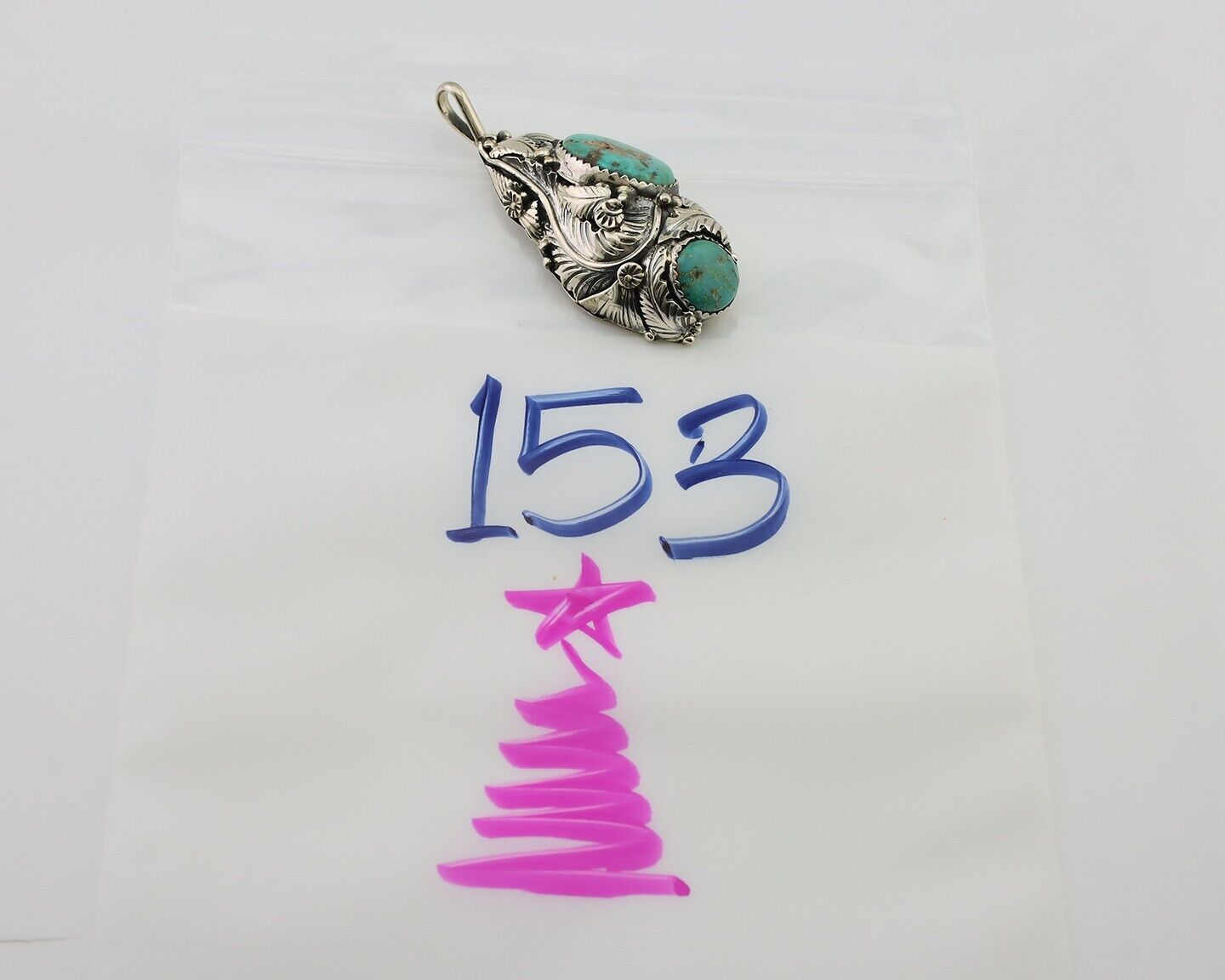 Navajo Pendant 925 Silver Natural Bisbee Turquoise Signed Tom Willeto C.80's
