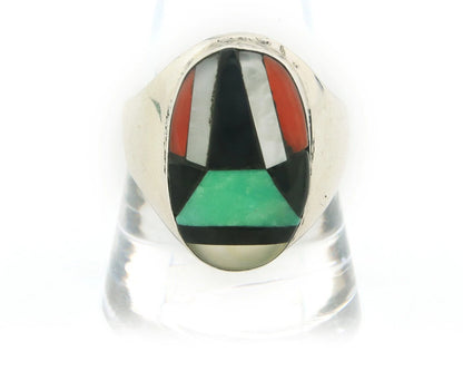 Men Navajo Ring Sterling Silver Natural Turquoise Size 10.5