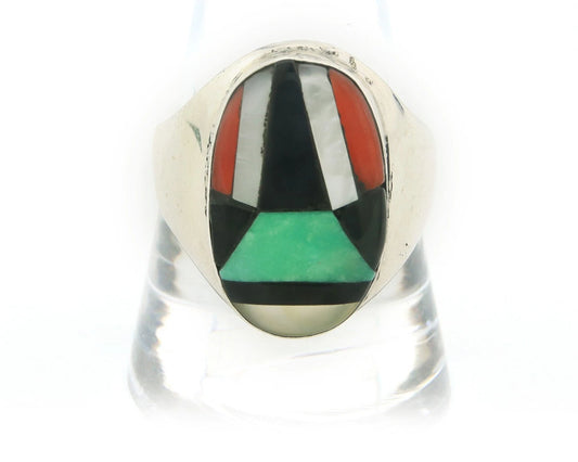 Men Navajo Ring Sterling Silver Natural Turquoise Size 10.5